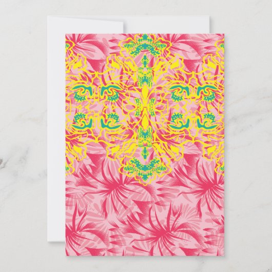 Hellrosa Stoff mit lebhaftem Blumenpatter Einladung (Vorderseite)