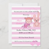 Hellrosa Streifen Mädchen Dusche Einladung (Vorderseite)