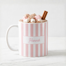 Hellrosa Streifen Monogramm Kaffeetasse