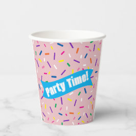 Hellrosa Streusel 'Party Time!' Papiertassen  Pappbecher