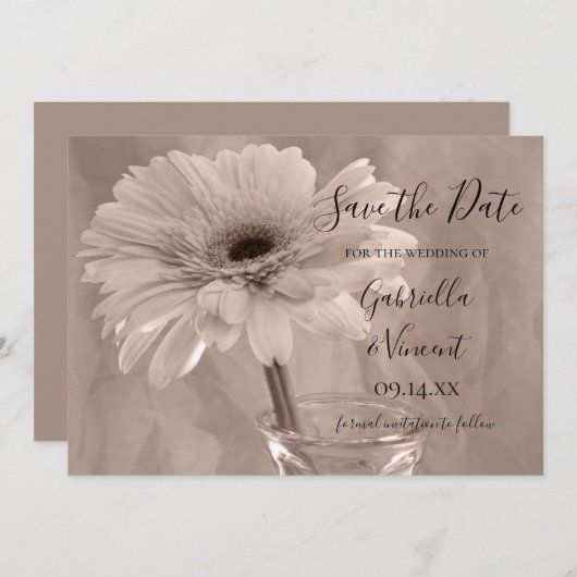 Hellrosa Tinte Daisy Wedding Save the Date (Vorne/Hinten)