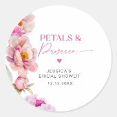 Hellrosa Tornelenblätter und Bräuner der Prosecco Runder Aufkleber (Vorderseite)