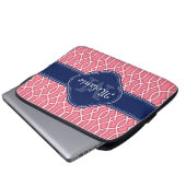 Hellrosa, Trellis Pattern Navy Monogram Laptopschutzhülle (Vorne Knopf)