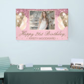 Hellrosa tropfender Glitter mit Luftballons Geburt Banner (Messeveranstaltung)