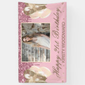 Hellrosa tropfender Glitter mit Luftballons Geburt Banner (Vertikal)