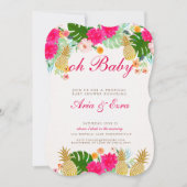 Hellrosa Tropische Ananas Babydusche einladen Einladung (Vorderseite)