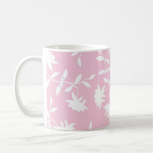 Hellrosa tropisches Blumenmuster Kaffeetasse