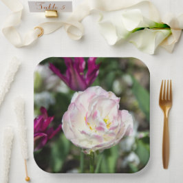 Hellrosa Tulpen an einem sonnigen Tag Pappteller