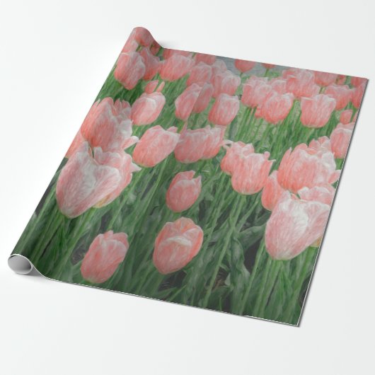 Hellrosa Tulpen-Geschenkpapier Geschenkpapier (Ungerollt)