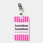 Hellrosa u. tiefrosa Streifen; Personalisierter Ausweis (Back with Clip)