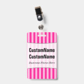 Hellrosa u. tiefrosa Streifen; Personalisierter Ausweis (Front with Clip)