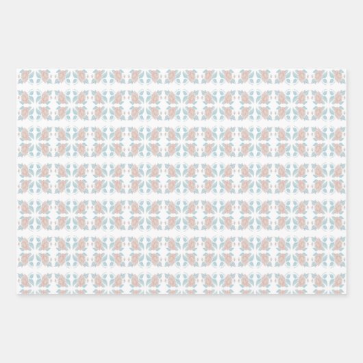 Hellrosa und blaue Blumenmuster Geschenkpapier Set (Vorderseite)