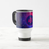 Hellrosa und blaue Galaxie-Cluster Monogram Reisebecher (Vorderseite Links)