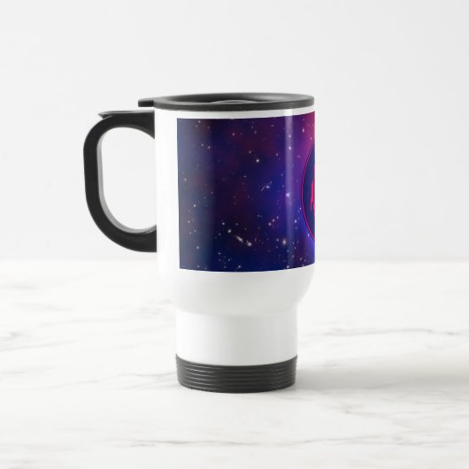 Hellrosa und blaue Galaxie-Cluster Monogram Reisebecher (Links)