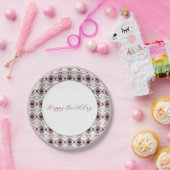 Hellrosa und Burgund Designer Pappteller (Party)