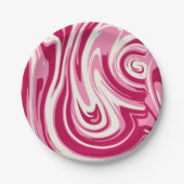 Hellrosa und cremefarbener Marmorwirbel Pappteller (Vorderseite)