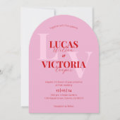 Hellrosa und fette Rote Bogenhochzeit Einladung (Vorderseite)