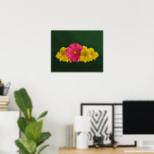 Hellrosa und gelbe Blumen drucken Poster (Heimbüro)