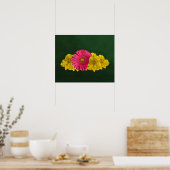 Hellrosa und gelbe Blumen drucken Poster (Küche)