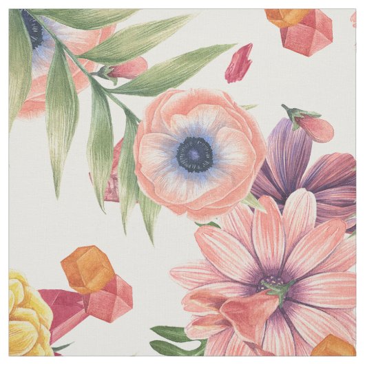 Hellrosa und gelbe Blumen Stoff (Muster)