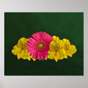 Hellrosa und gelbe Blüten - Drucken Poster