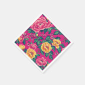 Hellrosa und gelbe Chinoiserie Blumen Serviette (Ecke)