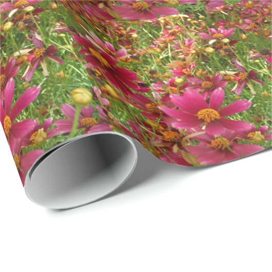 Hellrosa und gelbe Daisy-Blume Geschenkpapier (Rolleneckpunkt)