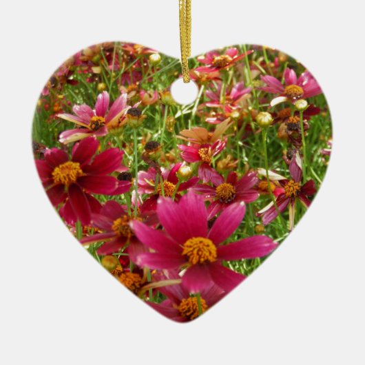 Hellrosa und gelbe Daisy-Blume Keramikornament (Vorne)