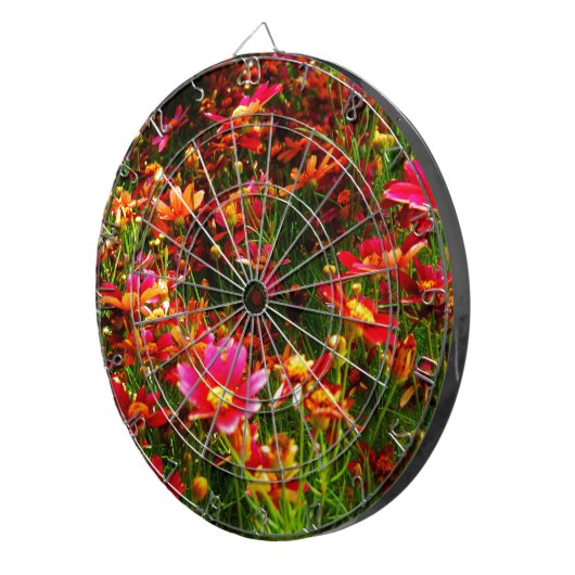 Hellrosa und gelbe Daisy Wilde Blume Dartscheibe (Vorderseite rechts)