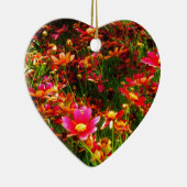 Hellrosa und gelbe Daisy Wilde Blume Keramik Ornament (Rechts)