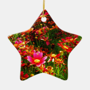 Hellrosa und gelbe Daisy Wilde Blume Keramikornament