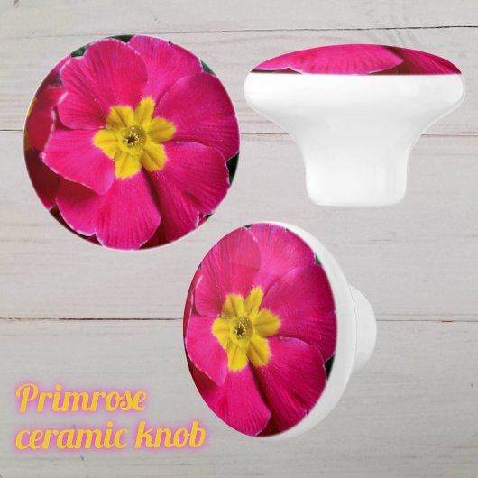 Hellrosa und gelbe Primrose-Blume Keramikknauf