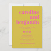 Hellrosa und gelbe Typografie Moderne Hochzeit Einladung (Vorderseite)