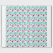 Hellrosa und grüne Blumenmuster Geschenkpapier (Flach)