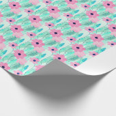 Hellrosa und grüne Blumenmuster Geschenkpapier (Ecke)