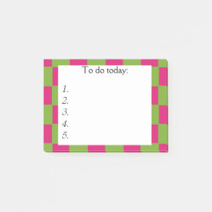 Hellrosa und grüne Checkbox Post-it Klebezettel