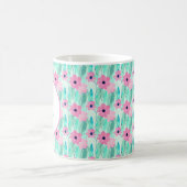 Hellrosa und grüne florale Monogramm Kaffeetasse (Mittel)