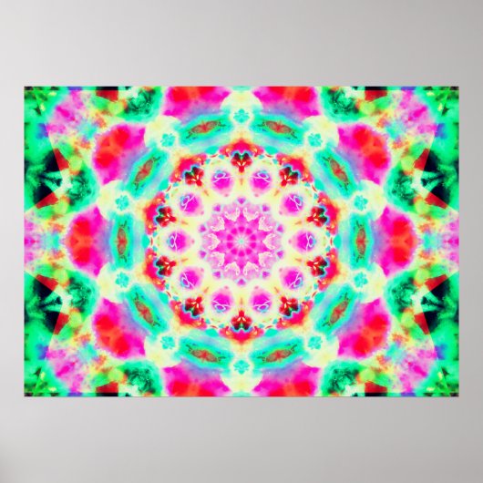 Hellrosa und grüne Mandala Poster (Vorne)