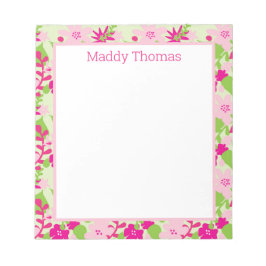 Hellrosa und grüne Notepad Notizblock