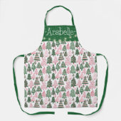 Hellrosa und grüne Weihnachtsbäume Schürze (Vorderseite)