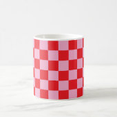 Hellrosa und hellrotes kariertes Muster Kaffeetasse (Mittel)