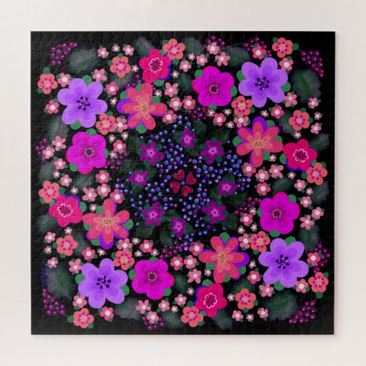 Hellrosa und Lila boho gestrichene Blume Puzzle (Horizontal)