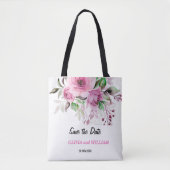 Hellrosa und Lila florale Save the Date Tasche Ba (Vorderseite)