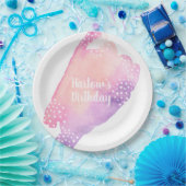 Hellrosa und Lila Wasserfarbe Pappteller (Party)