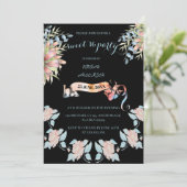 Hellrosa und milchig-weiße Banner, blühsüß 16 BD Einladung (Stehend Vorderseite)