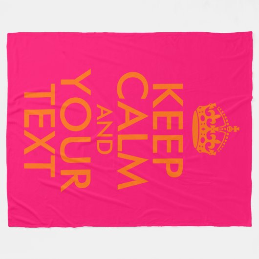 Hellrosa und orange Behalten Ruhe und Ihr Text Fleecedecke (Vorderseite (Horizontal))
