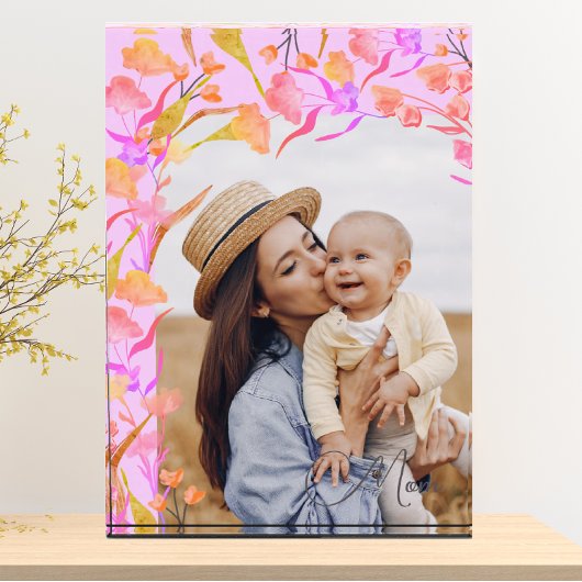 Hellrosa und Orange Boho Wildblume Mama Fotoblock