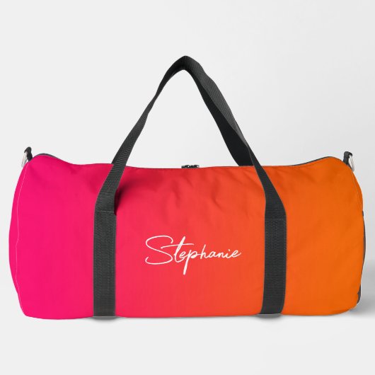Hellrosa und orange glänzende Farbe Duffle Bag (Vorderseite)