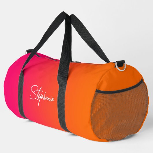 Hellrosa und orange glänzende Farbe Duffle Bag (Rechte Ecke)