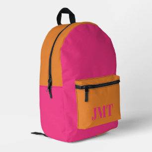 Hellrosa und orange mit Monogramm Bedruckter Rucksack